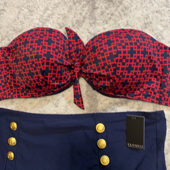 NWT ELOQUII Navy and Red Two Piece Bathing Suit 🔥 - Picture 3 of 10